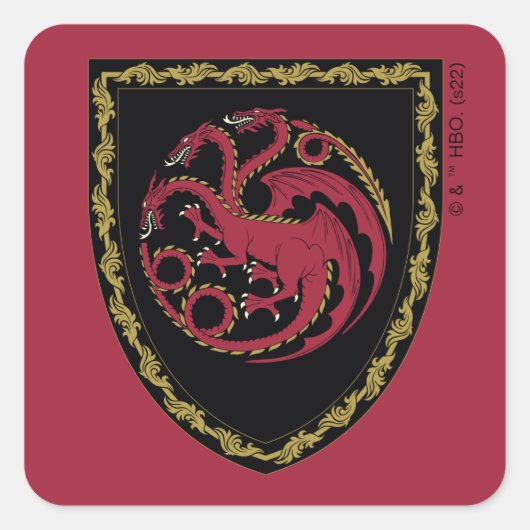 HAUS DES DRAGONS | House Targaryen Wappen Quadratischer Aufkleber (Vorderseite)