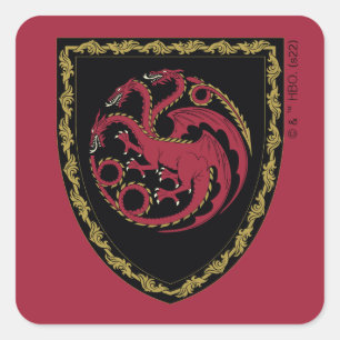 HAUS DES DRAGONS House Targaryen Wappen Quadratischer Aufkleber