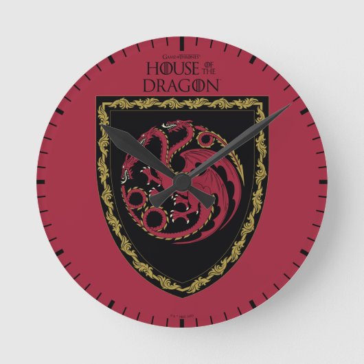 HAUS DES DRAGONS | House Targaryen Wappen Runde Wanduhr (Vorderseite)