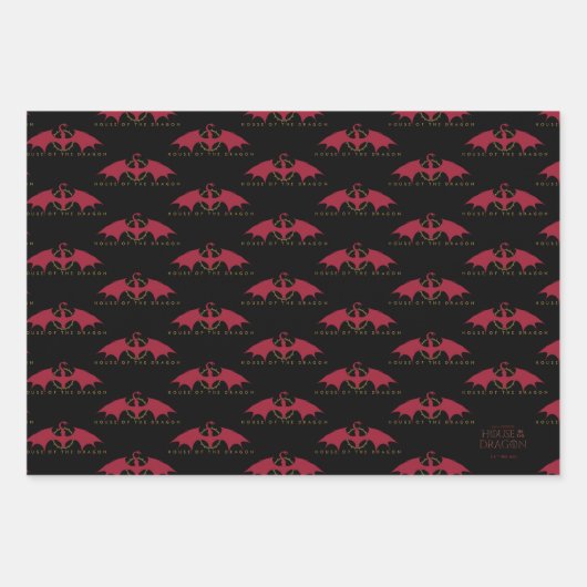 HAUS DES DRAGONS | Roter Drache Geschenkpapier Set (Vorderseite)