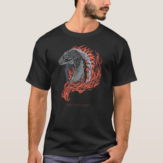 Haus des Illustrierten Drachen mit Feuer T-Shirt (Vorderseite)