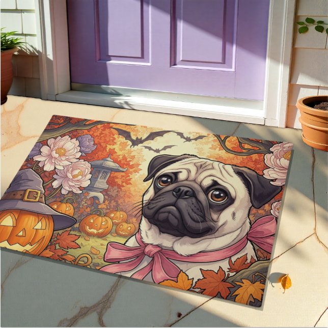 Haus des Mops Hund & Halloween, Herbst, Art Nuovo Fußmatte (Von Creator hochgeladen)