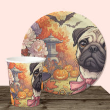 Haus des Mops Hund & Halloween, Herbst, Art Nuovo