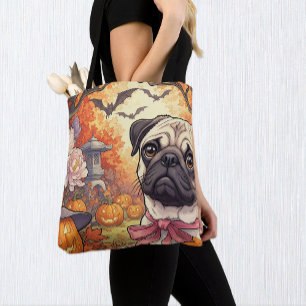Haus des Mops Hund & Halloween, Herbst, Art Nuovo Tasche