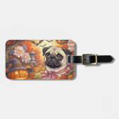 Haus des Mops Hund & Halloween, Herbst Gepäckanhänger (Vorderseite horizontal)