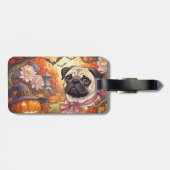 Haus des Mops Hund & Halloween, Herbst Gepäckanhänger (Rückseite horizontal)