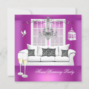 Haus-Einweihung Pink Purple Champagner-Kronleuchte Einladung