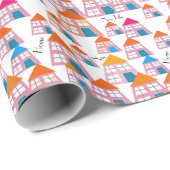 HAUS-ERWÄRMUNG, NEUES HAUS, BEWEGLICHES ZUHAUSE GESCHENKPAPIER (Rolleneckpunkt)