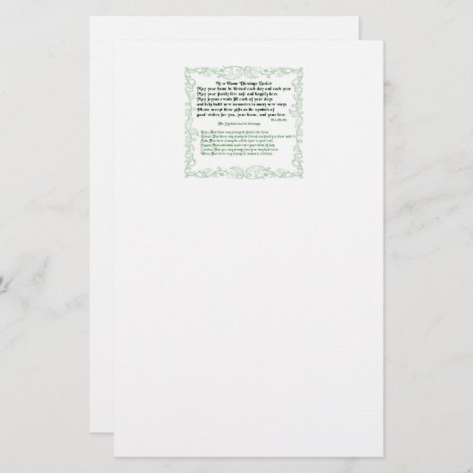 Haus-Erwärmungs-Gedichteinladung Briefpapier (Vorne/Hinten)