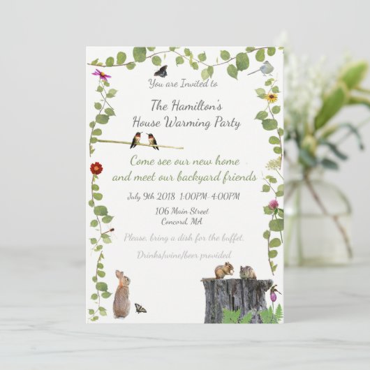 Haus-Erwärmungs-Party im Freien: Einladungen (Stehend Vorderseite)