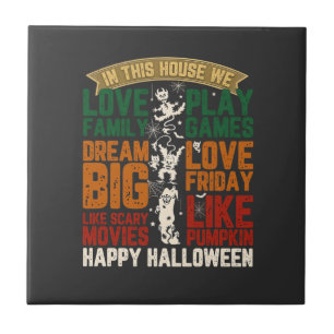 Haus Frohes Halloween Monster Spinnennetze Fliese