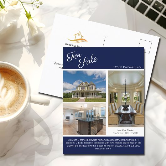 Haus für den Verkauf Real Anwesen Listing Navy Blu Postkarte