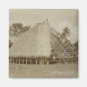 Haus-Gebäude in Samoa-Inseln, c.1875 (Sepia-Foto) Magnet