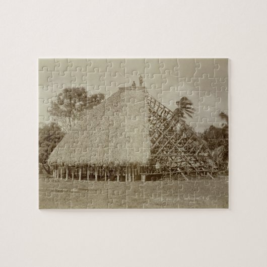 Haus-Gebäude in Samoa-Inseln, c.1875 (Sepia-Foto) Puzzle (Horizontal)