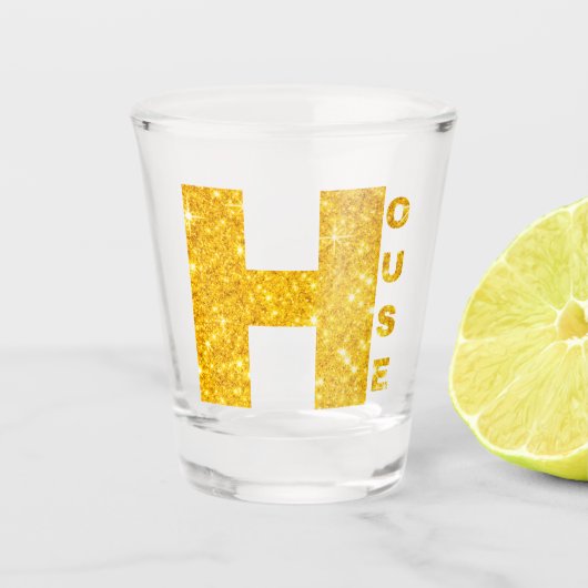 HAUS-GOLD- & GLITZER-SCHRIFTARTEN #1 SCHNAPSGLAS (Vorderseite)