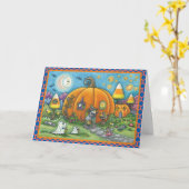 HAUS HALLOWEEN GREETCARD Verse Karte (Gelbe Blume)