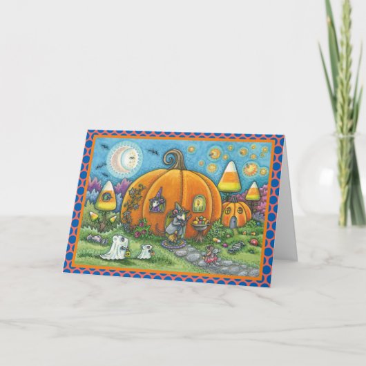 HAUS HALLOWEEN GREETCARD Verse Karte (Vorderseite)