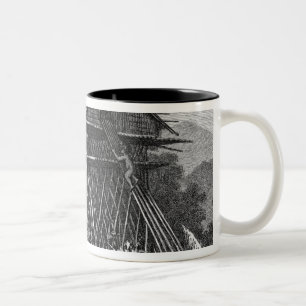 Haus im Arfak Dorf von Memiwa, Neu-Guinea Zweifarbige Tasse