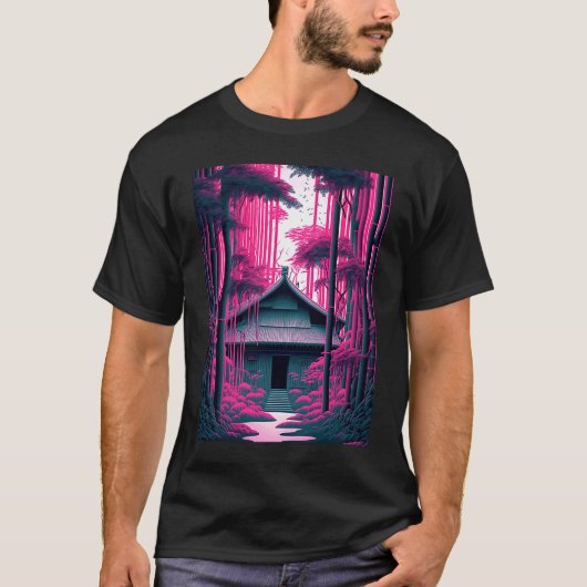 Haus im Bambuswald T-Shirt (Vorderseite)