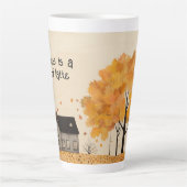 Haus im Herbst glücklich Latte Milchtasse (Vorderseite)