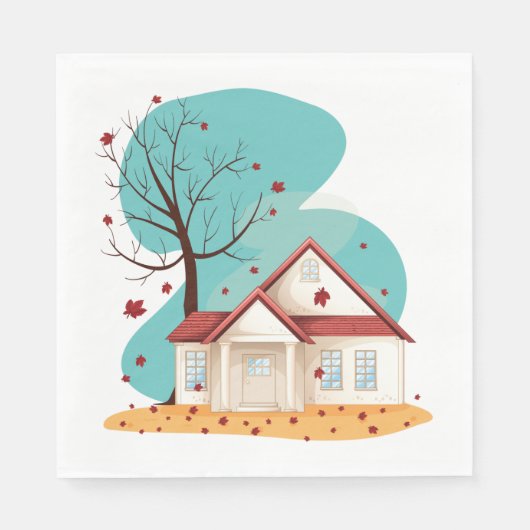 Haus im Herbst Papier Napkins Serviette (Vorderseite)