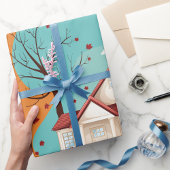 Haus im Herbst Umschlagpapier Geschenkpapier