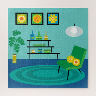 Haus im Mid-Century-Modern-Stil Puzzle