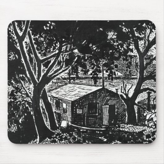 Haus im Wald, gezeichnet von Henry Lyman Sayen Mousepad (Vorne)