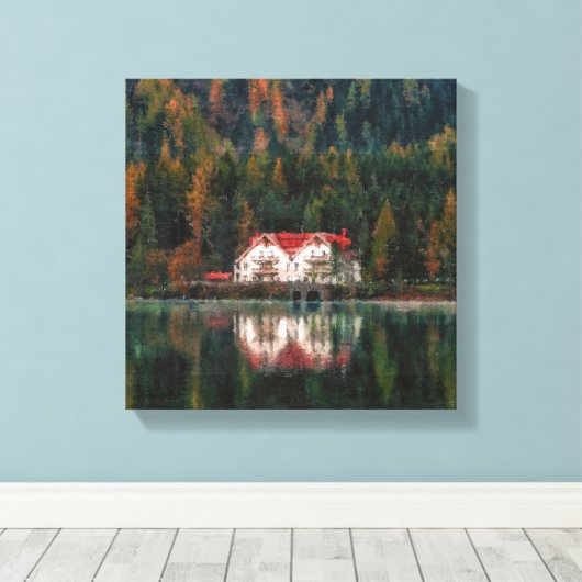 Haus im Wald Leinwanddruck (Insitu (Holzboden))