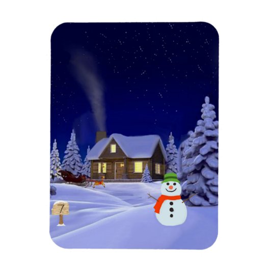 Haus im Winter Jigsaw Puzzle Magnet (Vertikal)