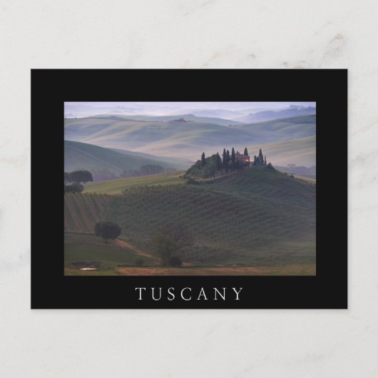 Haus in der Toskana am Morgen Nebel schwarze Postk Postkarte (Vorderseite)