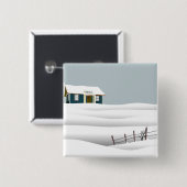 Haus in einer verschneiten Landschaft Button (Vorne & Hinten)