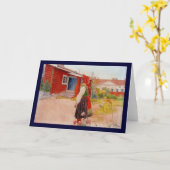 Haus in Falun mit Mädchen Karte (Gelbe Blume)