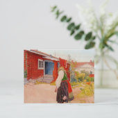 Haus in Falun mit Mädchen Postkarte (Stehend Vorderseite)