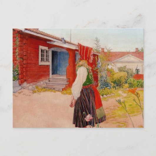 Haus in Falun mit Mädchen Postkarte (Vorderseite)