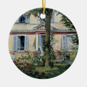 Haus in Rueil by Edouard Manet, Vintage Kunst Keramik Ornament