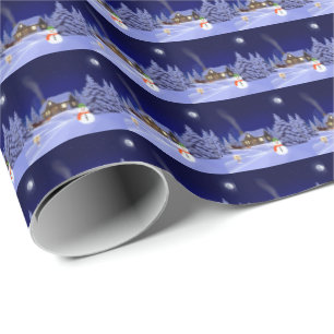 Haus in Winterwrapping Paper Geschenkpapier