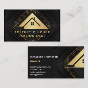 Haus-Logo Immobilien Schwarz & Gold Makler Visitenkarte
