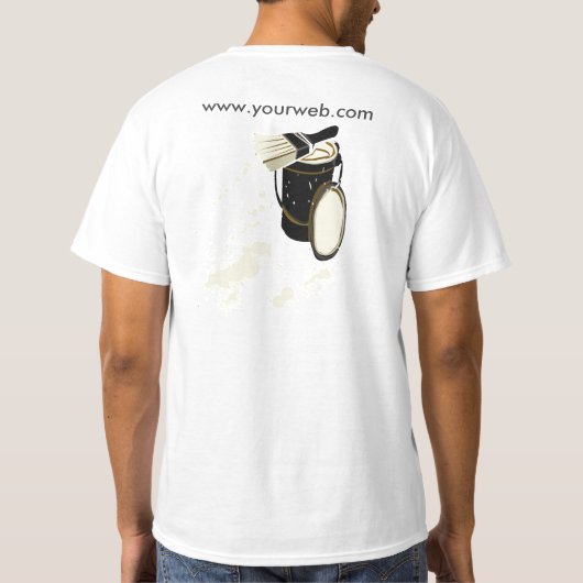 Haus-Maler-Farben-Spritzer-weiße Farben-Bürste T-Shirt (Rückseite)