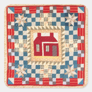 Haus Medallion gequilt mit mehreren Grenzen Quadratischer Aufkleber