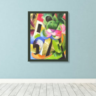 Haus mit Bäumen von Franz Marc, Vintage Fine Art Leinwanddruck