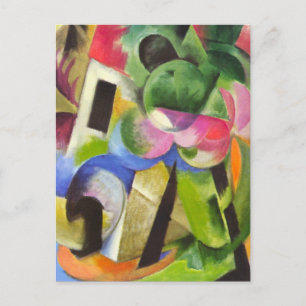 Haus mit Bäumen von Franz Marc, Vintage Kunst Postkarte