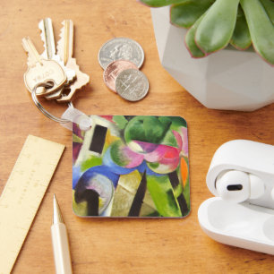 Haus mit Bäumen von Franz Marc, Vintage Kunst Schlüsselanhänger