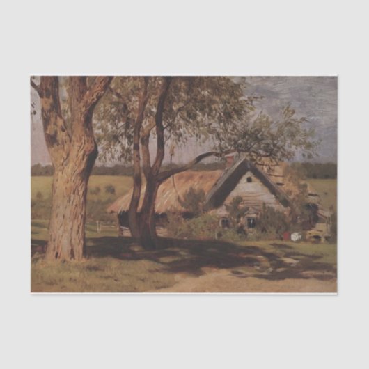 Haus mit Bäumen von Isaac Levitan Seidenpapier (Vorderseite)
