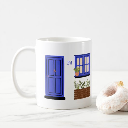 Haus mit blauer Tür mit individuellem Angebot Kaffeetasse (Mit Donut)