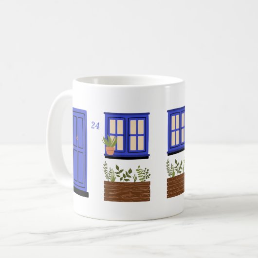 Haus mit blauer Tür mit individuellem Angebot Kaffeetasse (Vorderseite Links)