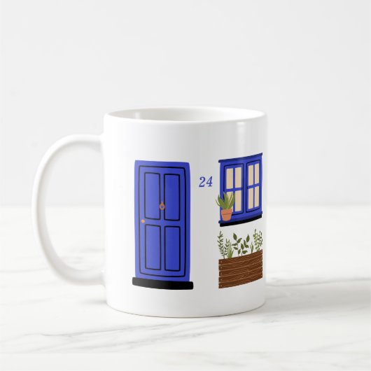 Haus mit blauer Tür mit individuellem Angebot Kaffeetasse (Links)