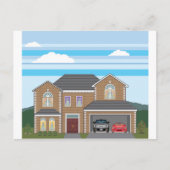 Haus mit Garage. 2 Autos Postkarte (Vorderseite)