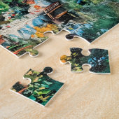 Haus mit Gartentischen und Personen Puzzle (Seite)