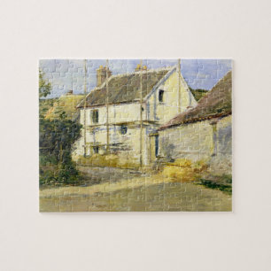 Haus mit Gerüst (Vintage Bauarbeiten) Puzzle